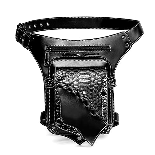 Seitliche Geldbörse, Punk-Rock-Beintasche, Crossbody-Tasche, Handtasche, Hüfttasche für Damen und Mädchen, schwarz, PU-Hüfttasche von CASND