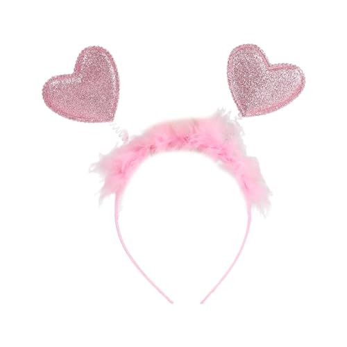 CASNO 1 x 7 x Feder-Stirnbänder für Damen, Valentinstag, Stirnband, Pailletten, Herz, Stirnbänder für Mädchen, Festival, Tanzparty, von CASNO