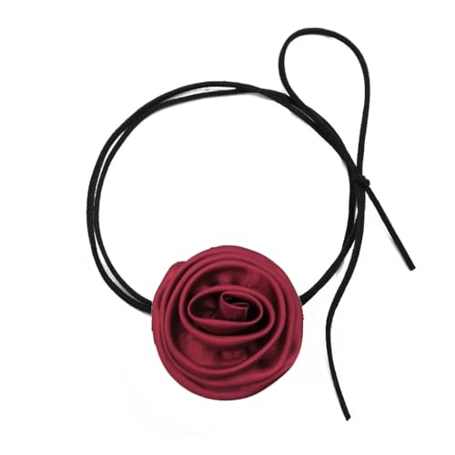 CASNO Halskette, Statement-Halskette mit einzigartigem Charm, zartes, handgefertigtes Blumenhalsband, elegante Blumen-verzierte Choker-Halskette, Stoff von CASNO