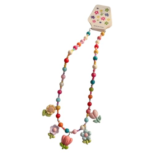 CASNO Halskette, süßer Cartoon-Anhänger, Schlüsselbeinkette, Kinder-Halsband, bunte Perlen-Halskette, Statement-Schmuck, Acryl von CASNO