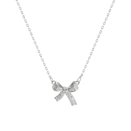 CASNO Halskette, zarte Kristall-Diamant-Schleife, einfache Halskette, Influencer, gleiche Schleife, Choker mit glitzernden Kristallen, Metall von CASNO