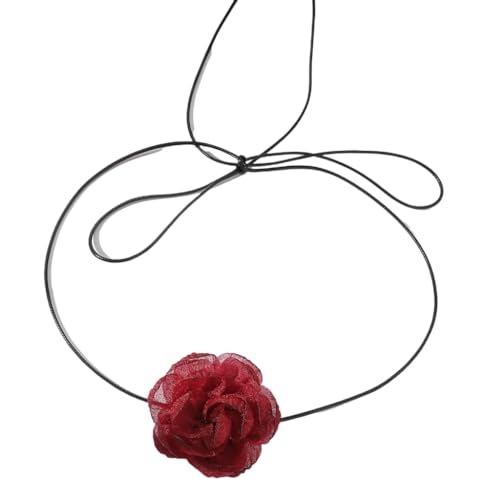 CASNO Halsketten, Blumenhalsband, Halskette, Schmuck, einzigartige und stilvolle Chokerkette, modisches Stoffhalsband für Partys und Versammlungen, Stoff von CASNO