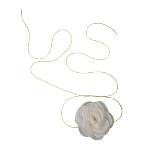 CASNO Halsketten, lange Schnürhalskette, elegante Rosen-Blumen-Anhänger, Halskette, Sommer-Choker-Halsband, Halskette, Partyschmuck, Polyester von CASNO