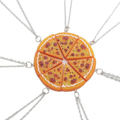 CASNO Halsketten-Set für Paare, Pizza-Liebhaber, modischer Harz-Anhänger, Halsschmuck/Schlüsselanhänger für Lebensmittel-Enthusiasten, Kunstharz-Legierung von CASNO