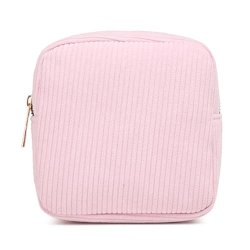 CASNO Kosmetiktasche für Damen, Kord, kleine Münzbörse, modisch, einfarbig, mit Reißverschluss, Kosmetik-Aufbewahrung, Organizer, Kulturbeutel für Damen, rose von CASNO