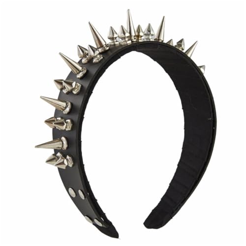 CASNO Stachel-Stirnband, Gothic-Stil, Nieten-Stirnband, Rock-Stirnband für Herren, Punk-Stirnband, Steampunk-Leder, Spike-Kopfbedeckung von CASNO