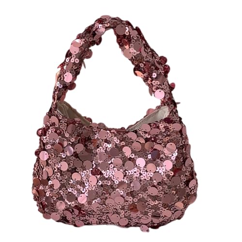 CASNO Taschen für Damen, Glitzer-Pailletten-Handtasche mit auffälligen Details, modische und einfache Abendtasche, geeignet für Frauen und Mädchen, rose von CASNO