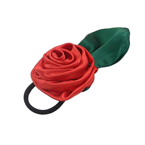 Elastische Haarbänder mit handgefertigten Rosenblumen, Pferdeschwanz-Halter, elastische Blumen-Haarbänder, Stirnbänder, Ringe, Haargummi, dehnbare Stirnbänder, Ringe, Haargummi, Pferdeschwanz-Halter von CASNO