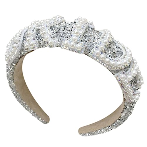 Elegantes Haarband mit weißem Brautschmuck, glänzend, Brautbrief, weiße Hochzeitskronen für Damen, Hochzeitsbedarf, Barock-Stirnband, Hochzeit, Barock-Stirnbänder für Damen von CASNO