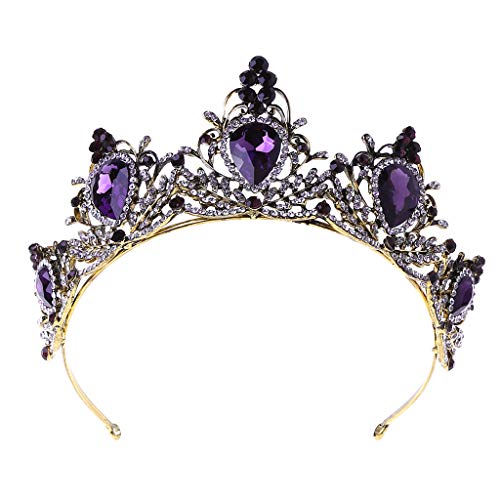 Fashion Purple Vintage Hochzeit Luxus Königin für Stein Stirnband Haarschmuck Dekoration Königin Krähe Schwarz und von CASNO