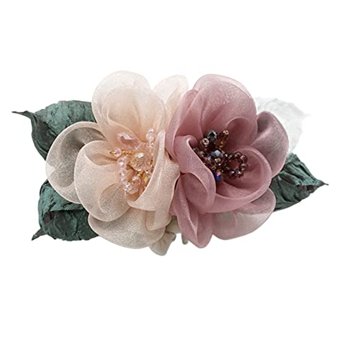 Organza-Blumen-Haarspange für Damen, elegante Stoff-Blumen-Haarspange, Haarschmuck, Pferdeschwanz-Halter, Haarspangen, Blumen-Broschen für Frauen von CASNO