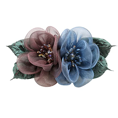 Organza-Blumen-Haarspange für Damen, elegante Stoff-Blumen-Haarspange, Haarschmuck, Pferdeschwanz-Halter, Haarspangen, Blumen-Broschen für Frauen von CASNO