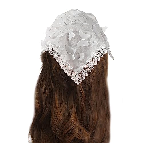 Süßes Mädchen-Spitzen-Bandana, Sommer, Sonnenfest, Haarband, Raffhalter, Camping, Kopfbedeckung, schönes Mädchen, Reisen, Halstuch, Häkelhaarband für Frauen, handgefertigtes Häkelhaarband mit von CASNO