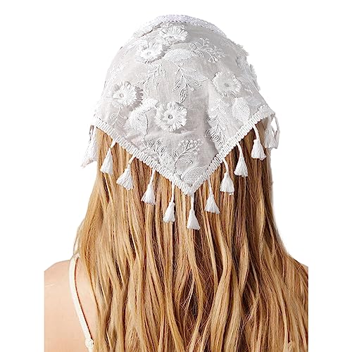 Süßes Mädchen-Spitzen-Bandana, Sommer, Sonnenfest, Haarband, Raffhalter, Camping, Kopfbedeckung, schönes Mädchen, Reisen, Halstuch, Häkelhaarband für Frauen, handgefertigtes Häkelhaarband mit von CASNO