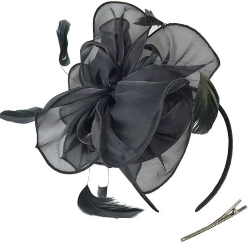 TeaParty Fascinator Stirnband Französische Haarspange für Frauen Organza Blume Kopfschmuck Elegant Kirche Stirnband Haarspange Elegante Haarnadel Haarschmuck von CASNO