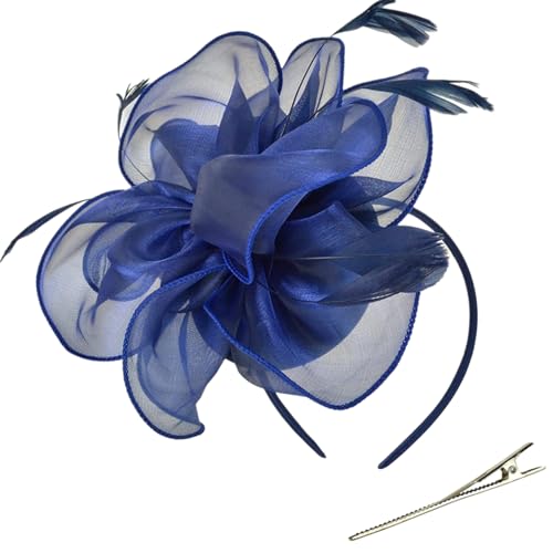 TeaParty Fascinator Stirnband Französische Haarspange für Frauen Organza Blume Kopfschmuck Elegant Kirche Stirnband Haarspange Elegante Haarnadel Haarschmuck von CASNO