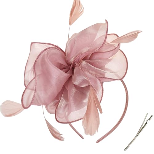 TeaParty Fascinator Stirnband Französische Haarspange für Frauen Organza Blume Kopfschmuck Elegant Kirche Stirnband Haarspange Elegante Haarnadel Haarschmuck von CASNO