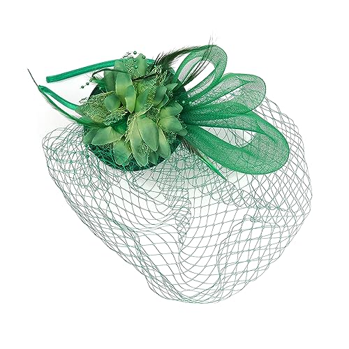 Vintage-Fascinator-Stirnband, exquisite Rose, für Teeparty, Hochzeit, Kostüm, Pillbox, Hut, Damenschmuck für Beerdigung/Hochzeit, Netz-Blumen-Haarband von CASNO