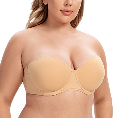 CASOLACE Damen-BH, rückenglättend, Übergröße, Bügel, Bandeau, trägerloser BH Sonnenkuss 75E von CASOLACE