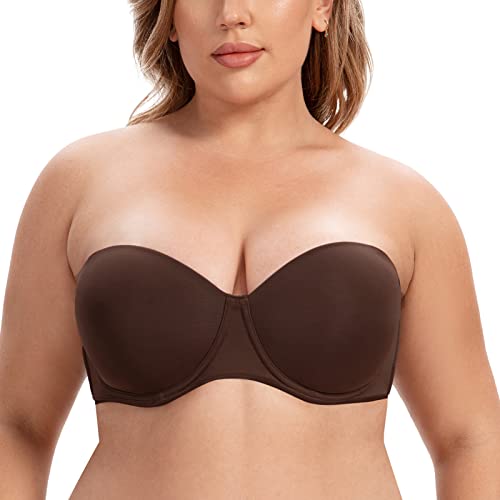 CASOLACE Damen-BH, rückenglättend, Übergröße, Bügel, Bandeau, trägerloser BH Ausgedrückt 95B von CASOLACE