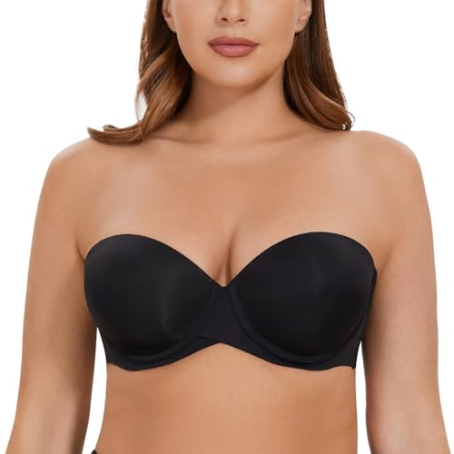 CASOLACE Damen Hochdrücken Gepolsterte Körbchenbügel Unsichtbare trägerlose BHS Schwarz 80C CASOLACE Damen Hochdrücken Gepolsterte Körbchenbügel Unsichtbare trägerlose BHS Schwarz 80C von CASOLACE