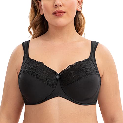 CASOLACE Damen Minimizer Spitzen BH mit Bügel Unwattierter Große Größen Schwarz 100B von CASOLACE