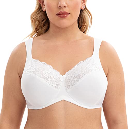 CASOLACE Damen Minimizer Spitzen BH mit Bügel Unwattierter Große Größen Weiß 95E von CASOLACE