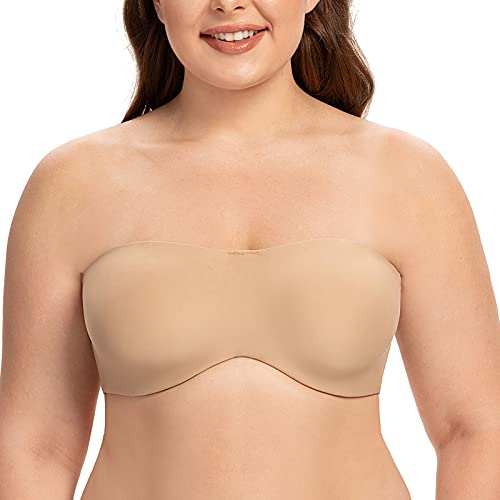 CASOLACE Damen Trägerloser BH - Bügel Bandeau Minimizer BH Ohne Geformte Cups Beige 85C CASOLACE Damen Trägerloser BH - Bügel Bandeau Minimizer BH Ohne Geformte Cups Beige 85C von CASOLACE