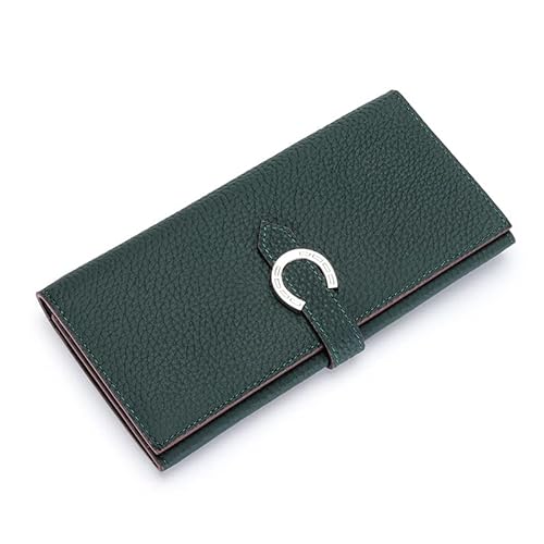 Geldbörsen for Damen, Kreditkartenetui, Mode, einfache, lange Brieftasche aus Leder mit mehreren Karten, Handy-Geldbörse (Color : Green, Size : A) von CASOTA
