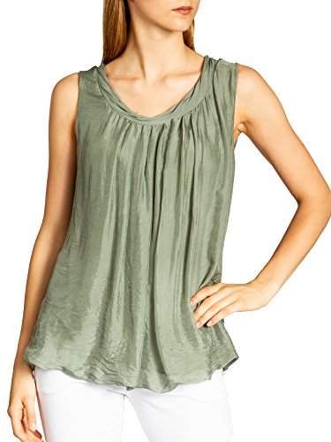 Caspar BLU019 Elegantes leichtes Damen Sommer Träger Top, Farbe:Oliv grün, Größe:M - DE38 UK10 IT42 ES40 US8 von Caspar