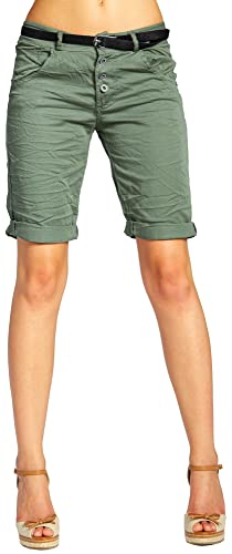 Caspar BST005 Damen Baumwoll Chino Shorts, Farbe:Oliv grün, Größe:XL - DE42 UK14 IT46 ES44 US12 von Caspar