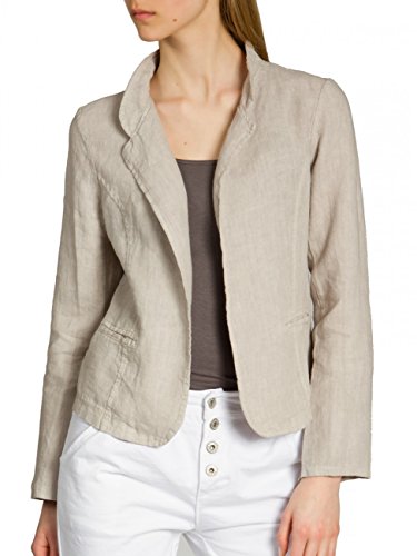 Caspar BZR004 kurzer Damen Leinen Sommer Blazer, Farbe:beige, Größe:L - DE40 UK12 IT44 ES42 US10 von Caspar