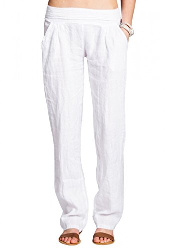 Caspar KHS020 Damen Casual Leinen Hose, Farbe:Weiss, Größe:S - DE36 UK8 IT40 ES38 US6 von Caspar