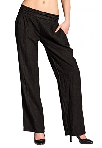 Caspar KHS020 Damen Casual Leinen Hose, Farbe:schwarz, Größe:L - DE40 UK12 IT44 ES42 US10 von Caspar