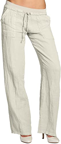 Caspar KHS025 Damen Casual Sommer Leinenhose, Farbe:beige, Größe:XL - DE42 UK14 IT46 ES44 US12 von Caspar