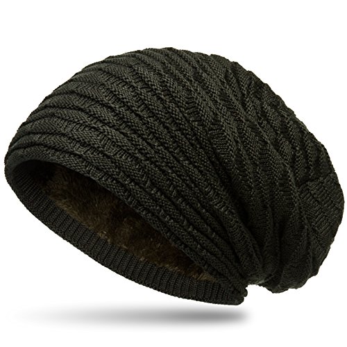 Caspar MU172 gefütterte Feinstrick Winter Beanie Mütze mit stylischem Wellenmuster, Farbe:Oliv grün, Größe:One Size von Caspar