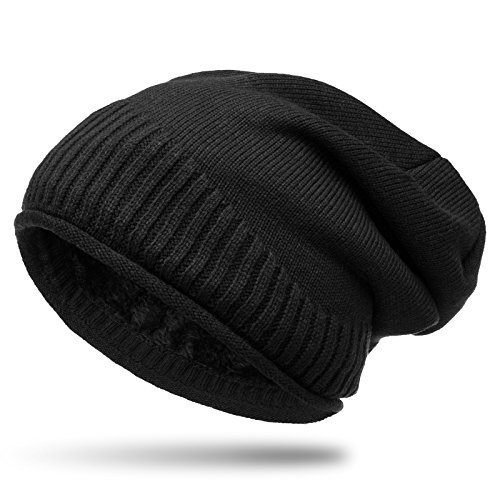 Caspar MU180 Dicke warme Feinstrick Beanie Mütze Uni Gefüttert, Farbe:schwarz, Größe:One Size von Caspar