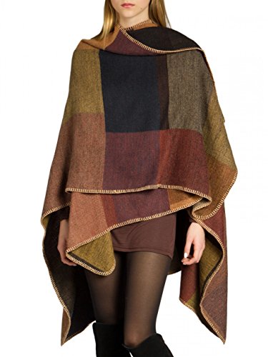 Caspar PON006 Damen Poncho, Farbe:braun, Größe:One Size von Caspar