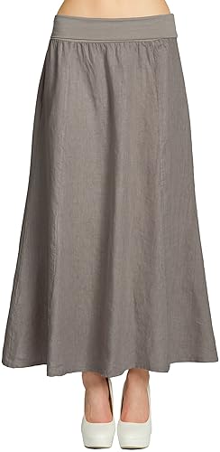 Caspar RO019 Damen Langer Maxi Sommer Leinenrock, Farbe:Schlamm, Größe:XXL - DE44 UK16 IT48 ES46 US14 von Caspar