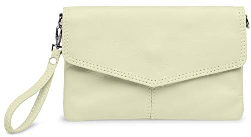 Caspar TA322 Damen Nappaleder Clutch, Farbe:creme weiss von Caspar