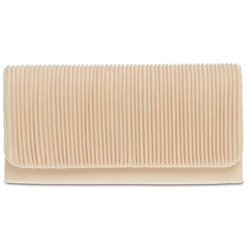 Caspar TA351 kleine elegante Damen Clutch Tasche Abendtasche mit gerafftem Überschlag, Farbe:champagner, Größe:One Size von Caspar