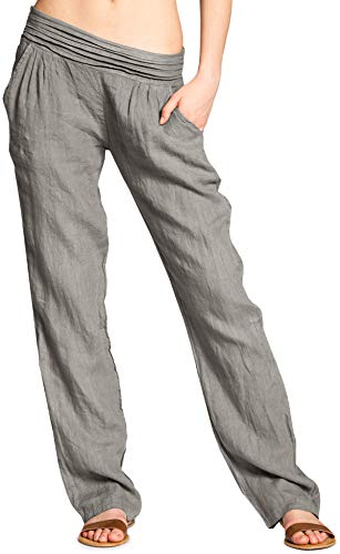 Caspar KHS020 Damen Casual Leinen Hose, Farbe:Taupe, Größe:M - DE38 UK10 IT42 ES40 US8 von Caspar