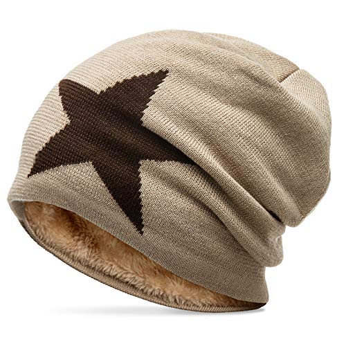 Caspar MU118 Unisex Beanie Mütze mit Stern Gefüttert, Farbe:beige, Größe:One Size von Caspar