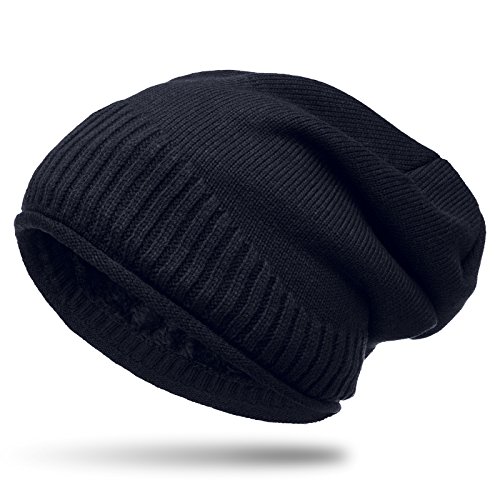 Caspar MU180 Dicke warme Feinstrick Beanie Mütze Uni Gefüttert, Farbe:dunkelblau, Größe:One Size von Caspar