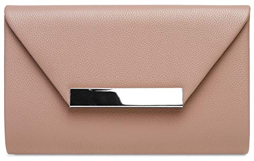 Caspar TA419 Damen XL Clutch Tasche Abendtasche, Farbe:altrosa, Größe:One Size von Caspar