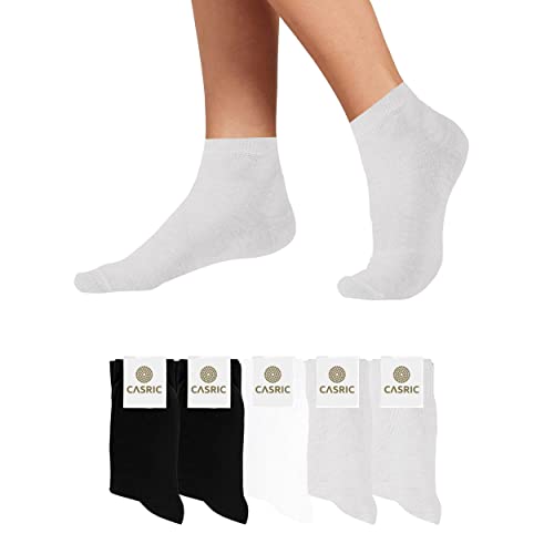 CASRIC Quarter Socken Damen 39-42 | Sportsocken | 5 | 10 | Paar aus natürlicher Baumwolle - Quarter Socken grau und Socken rosa, Sneaker Socken Damen 39-42 - Ideal für den täglichen Gebrauch von CASRIC