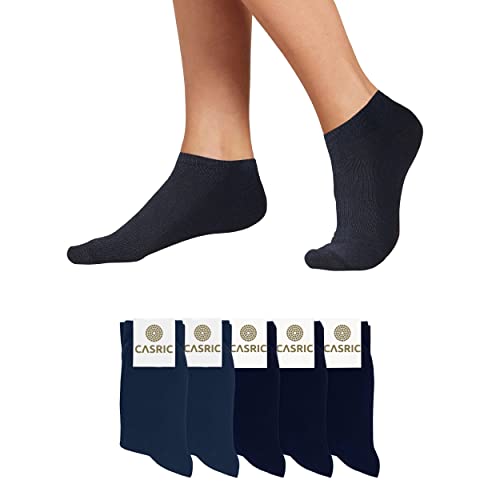 CASRIC Sneaker Socken Damen 39-42 - Sneaker Socken Herren 39-42 | 5 | 10 | Paar aus natürlicher Baumwolle - Socken grau und Socken blau - Socken Damen 39-42 - Ideal für den täglichen Gebrauch von CASRIC