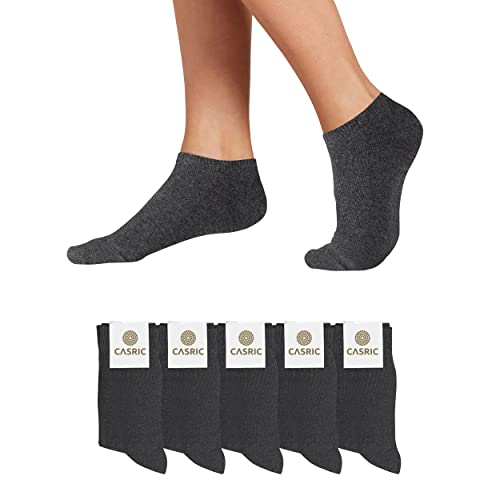 CASRIC Sneaker Socken Damen 39-42 - Sneaker Socken Herren 39-42 | 5 | 10 | Paar aus natürlicher Baumwolle - Socken rosa und anthrazit - Socken Damen 39-42 - Ideal für den täglichen Gebrauch von CASRIC