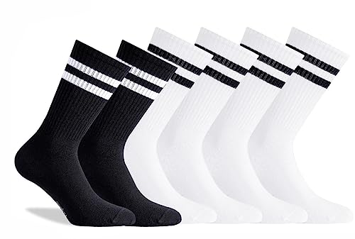 CASRIC Tennissocken Damen | Socken Damen weiß und schwarz | 4 | 6 | Paar Tennissocken (as3, numeric, numeric_39, numeric_42, regular, regular, 2x Schwarz + 4x Weiß) von CASRIC