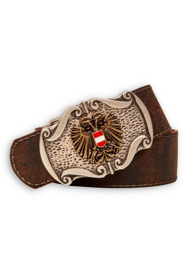 CASSANDRA Ledergürtel Trachtengürtel - ÖSTERREICHWAPPEN - braun von CASSANDRA